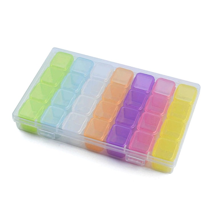 ORG204 Plastikowy pojemnik pudełko 175x110mm organizer 28 komórek na koraliki drobiazgi