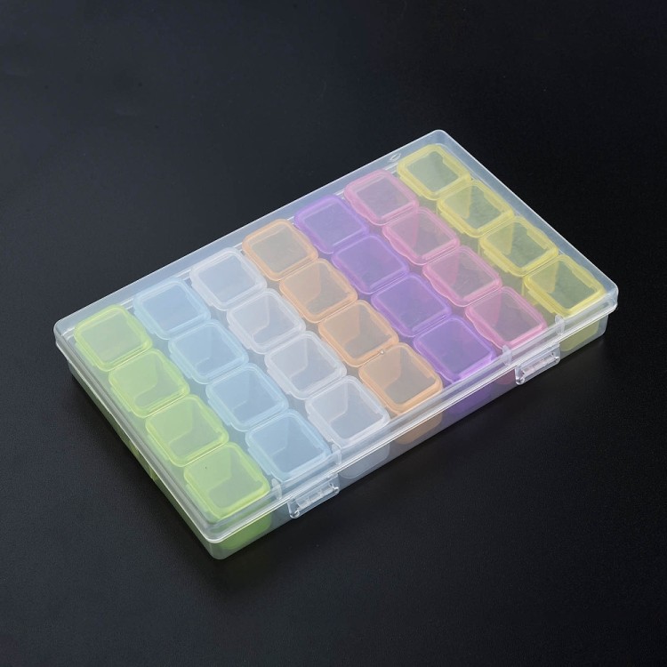 ORG204 Plastikowy pojemnik pudełko 175x110mm organizer 28 komórek na koraliki drobiazgi