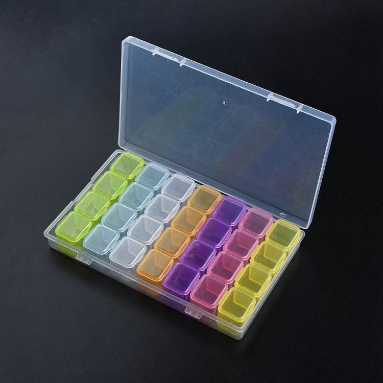 ORG204 Plastikowy pojemnik pudełko 175x110mm organizer 28 komórek na koraliki drobiazgi