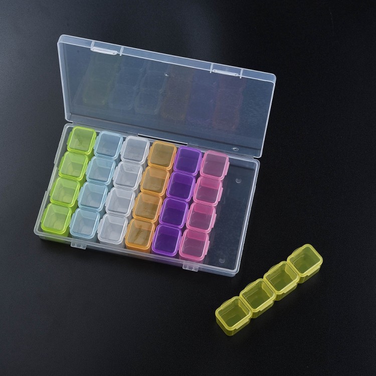 ORG204 Plastikowy pojemnik pudełko 175x110mm organizer 28 komórek na koraliki drobiazgi