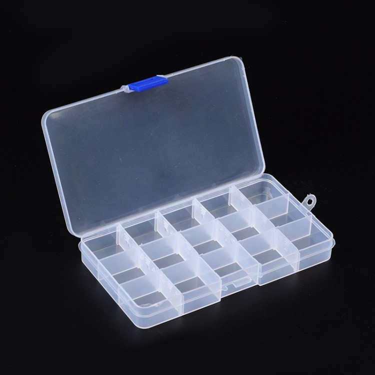 ORG98 Plastikowy pojemnik 175x100mm organizer 15 przegródek na koraliki drobiazgi