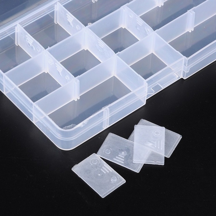 ORG98 Plastikowy pojemnik 175x100mm organizer 15 przegródek na koraliki drobiazgi