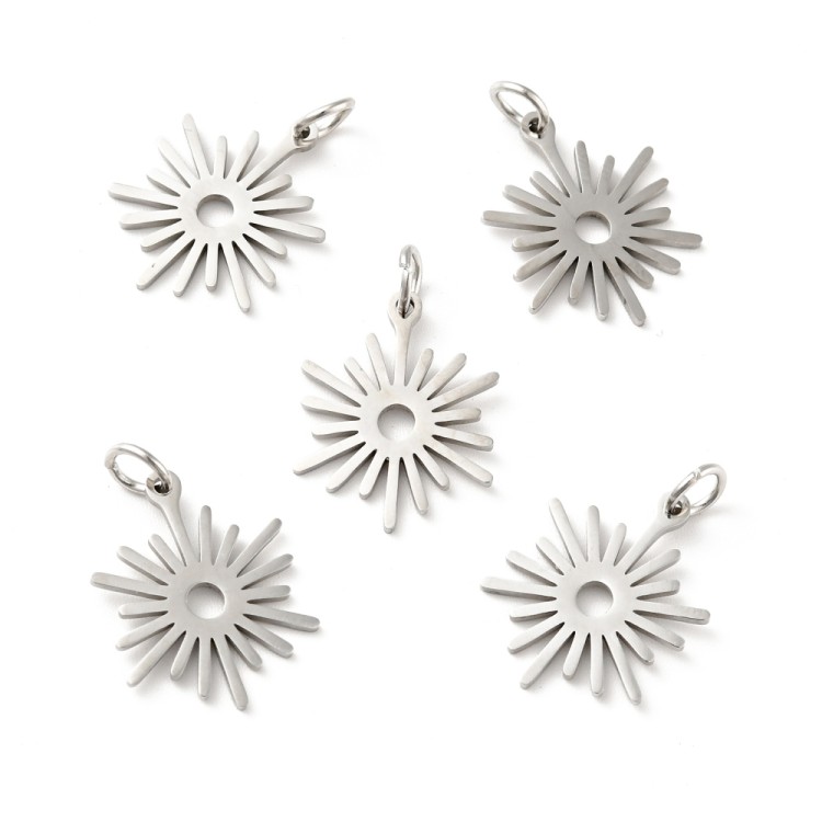 ZSS302 Zawieszka do biżuterii stal nierdzewna słońce 14x18mm