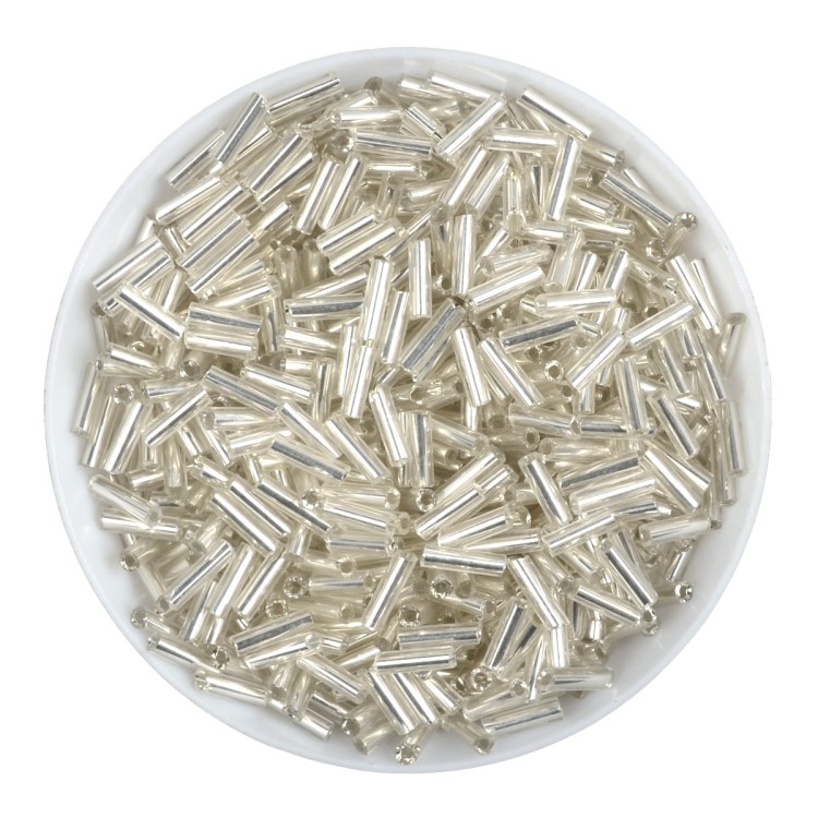 RA515 Koraliki szklane drobne rokail rurki słomki 6mm 20g srebrne
