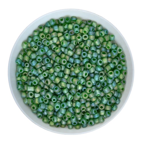 RA518 Koraliki szklane drobne seeds 8/0 okrągłe rokail 3mm 20g zielone frosted AB