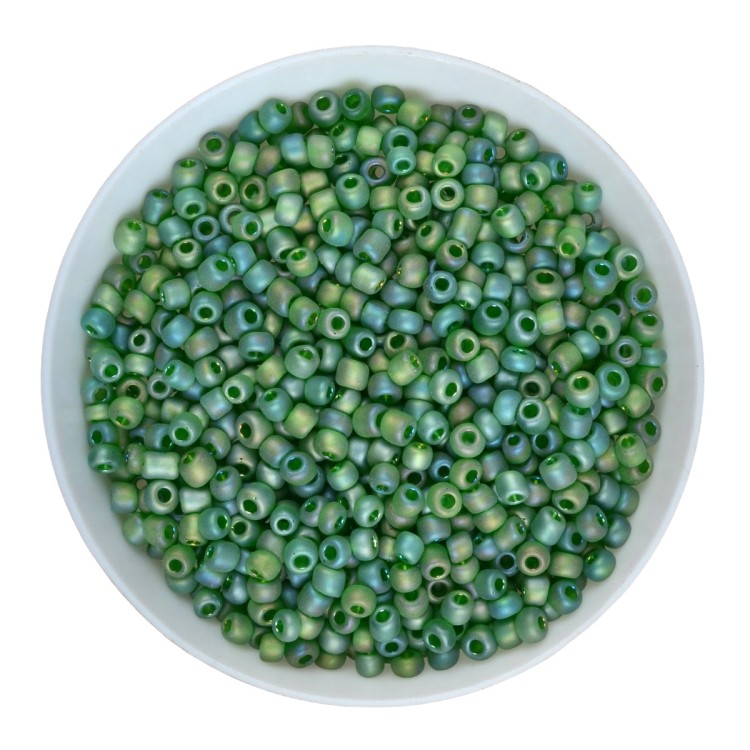 RA518 Koraliki szklane drobne seeds 8/0 okrągłe rokail 3mm 20g zielone frosted AB