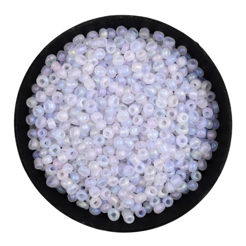 RA520 Koraliki szklane drobne seeds 8/0 okrągłe rokail 3mm 20g biało-fioletowe frosted AB