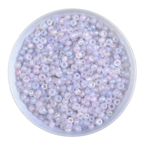 RA520 Koraliki szklane drobne seeds 8/0 okrągłe rokail 3mm 20g biało-fioletowe frosted AB