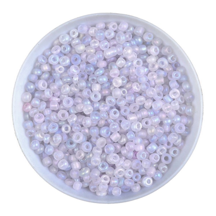 RA520 Koraliki szklane drobne seeds 8/0 okrągłe rokail 3mm 20g biało-fioletowe frosted AB