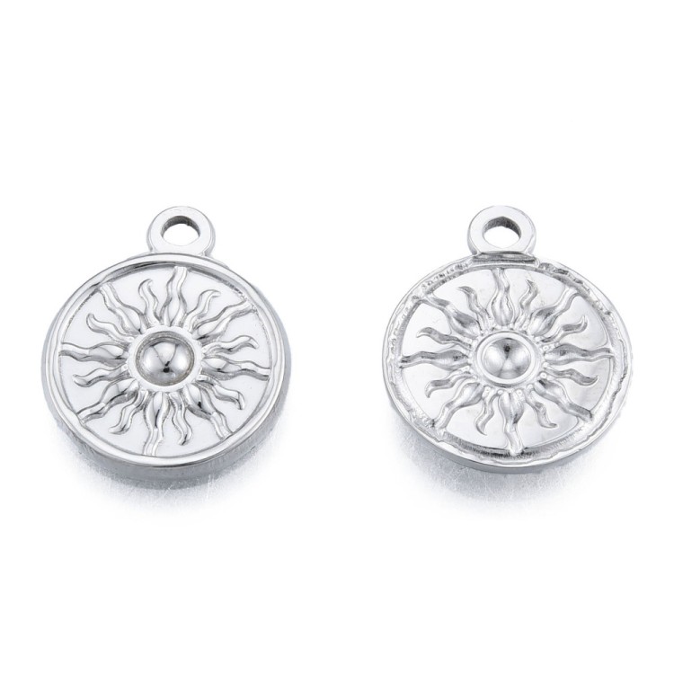 ZSS310 Zawieszka do biżuterii blaszka słońce 15,5x19mm stal nierdzewna
