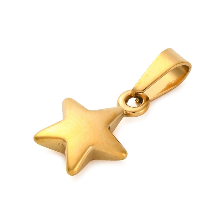 ZSS313 Zawieszka do biżuterii gwiazda gwiazdka 10x13mm stal nierdzewna złota