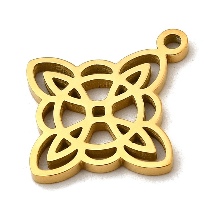 ZSS316 Zawieszka do biżuterii stal nierdzewna węzeł czarownicy 16x19mm złota