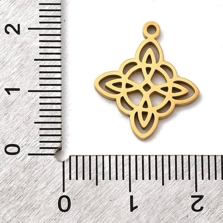 ZSS316 Zawieszka do biżuterii stal nierdzewna węzeł czarownicy 16x19mm złota