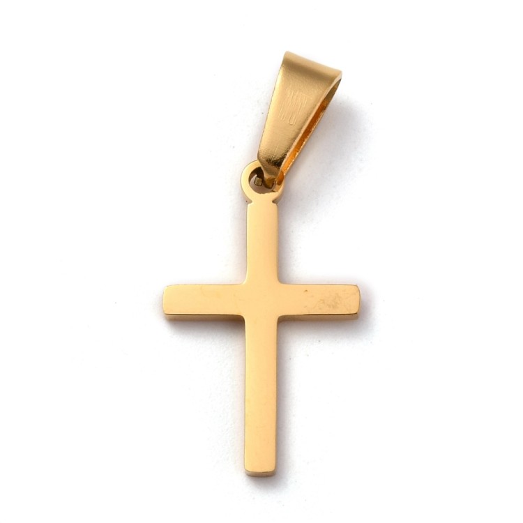 ZSS319 Zawieszka do biżuterii stal nierdzewna krzyżyk 13x21mm złota