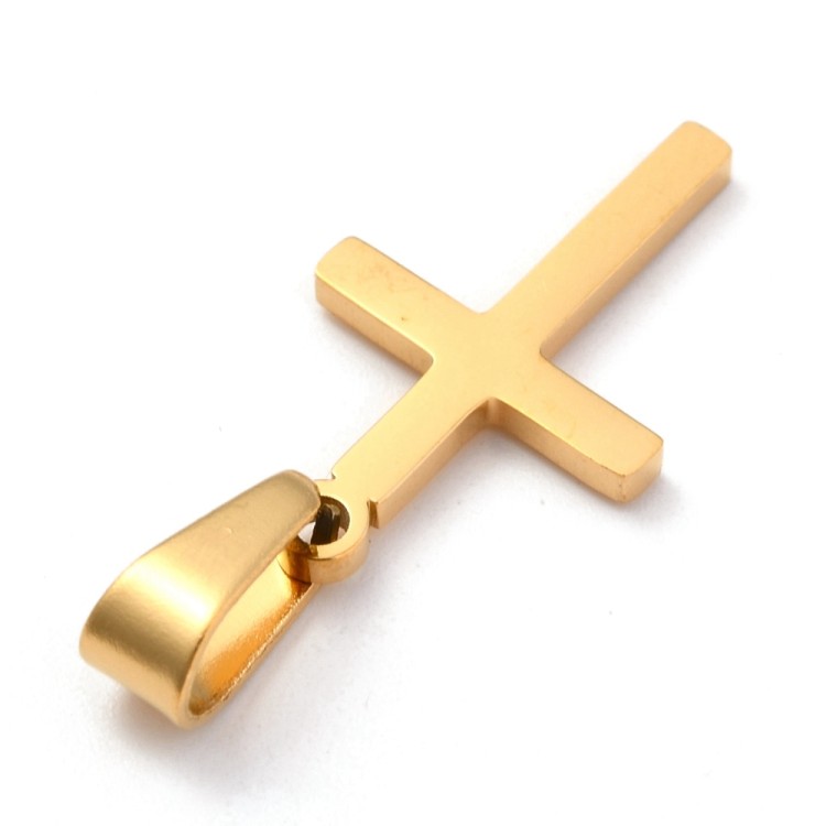 ZSS319 Zawieszka do biżuterii stal nierdzewna krzyżyk 13x21mm złota