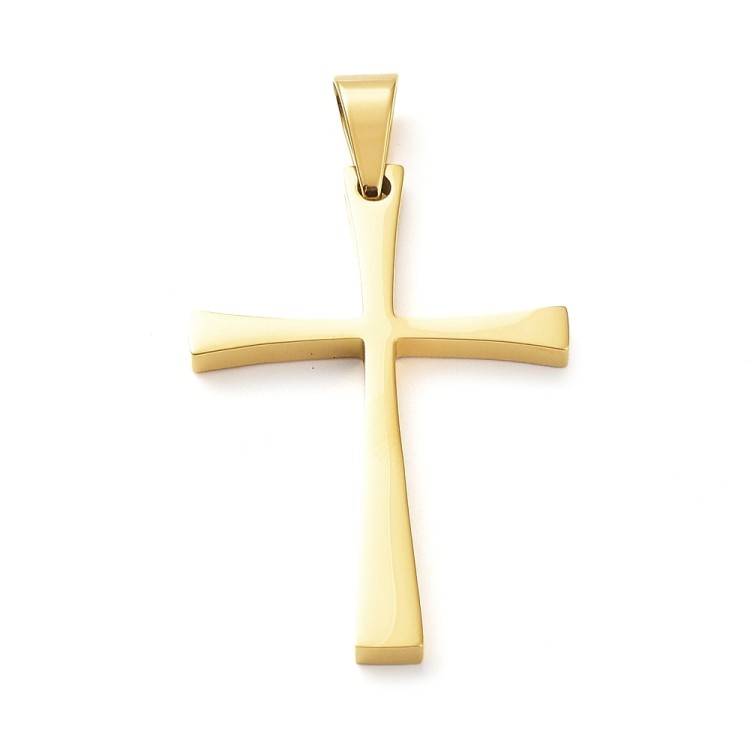 ZSS320 Zawieszka do biżuterii stal nierdzewna IP krzyżyk 28x40mm złota