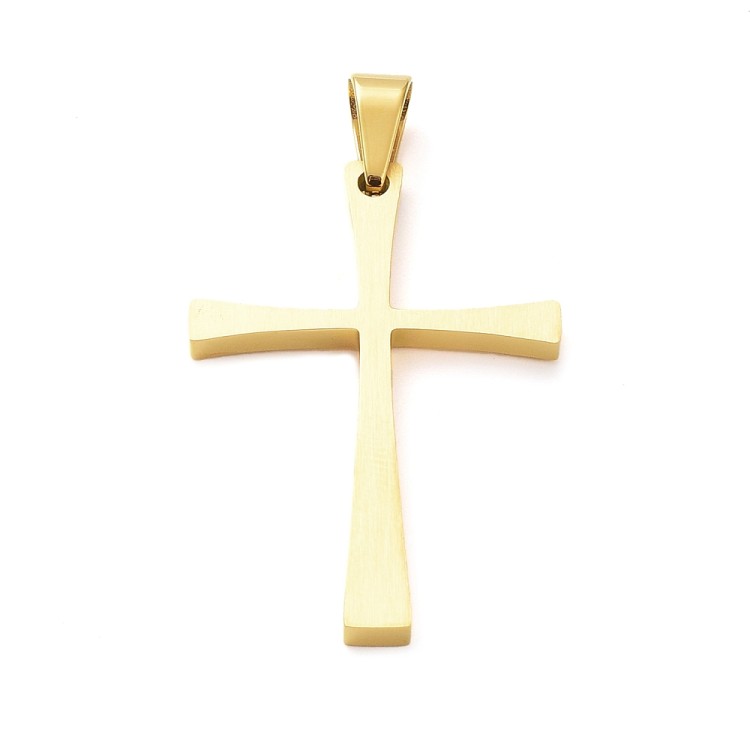 ZSS320 Zawieszka do biżuterii stal nierdzewna IP krzyżyk 28x40mm złota