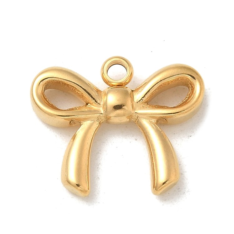 ZSS324 Zawieszka do biżuterii kokardka 16x13mm stal nierdzewna PVD złota 18K