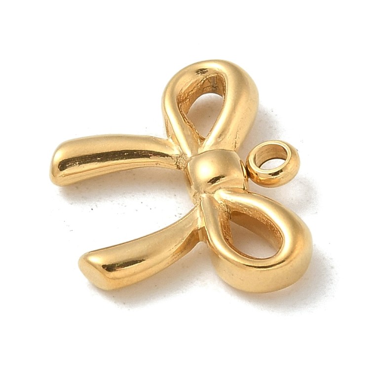 ZSS324 Zawieszka do biżuterii kokardka 16x13mm stal nierdzewna PVD złota 18K