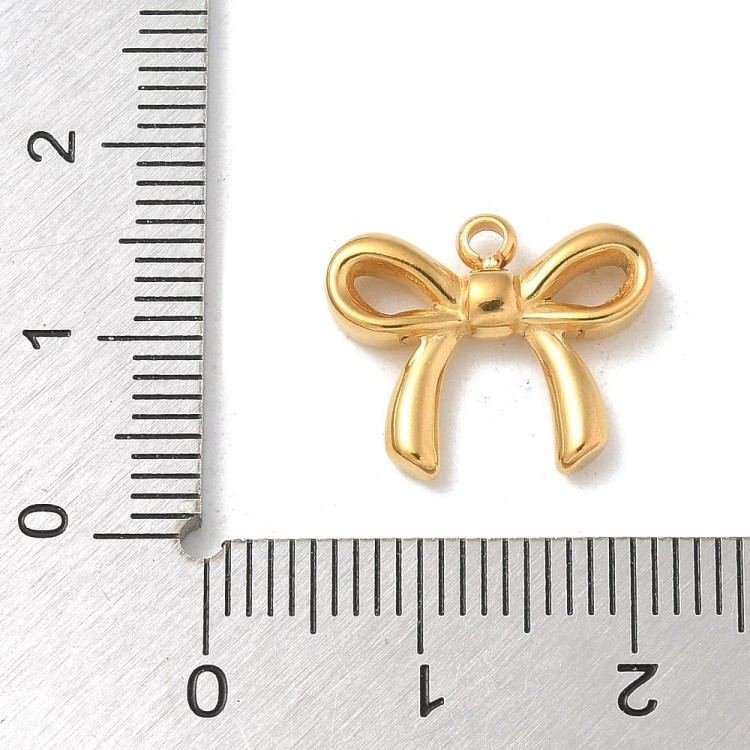 ZSS324 Zawieszka do biżuterii kokardka 16x13mm stal nierdzewna PVD złota 18K