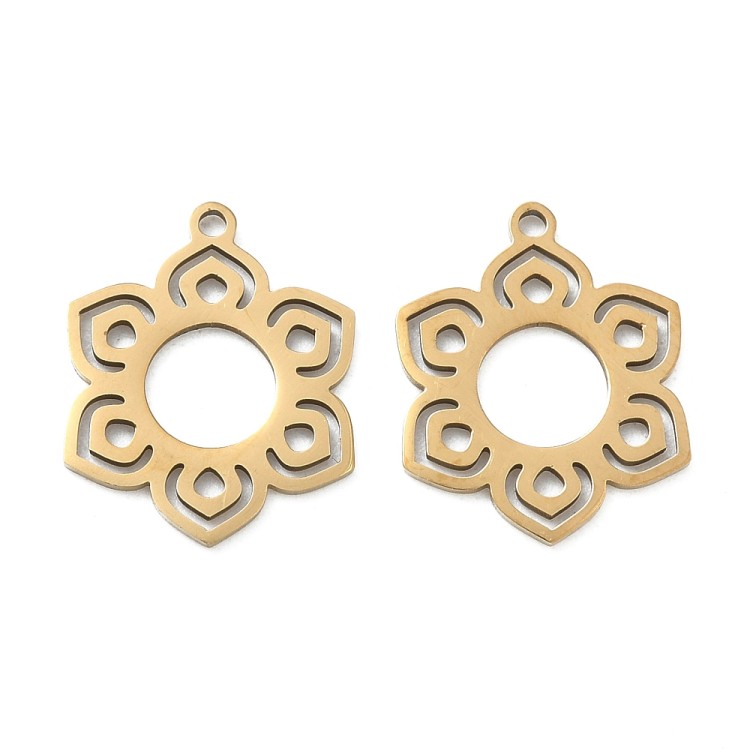 ZSS328 Zawieszka do biżuterii kwiatuszek 15x19mm stal nierdzewna IP złoty 18K