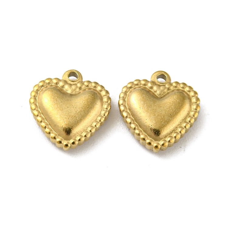 ZSS330 Zawieszka do biżuterii serce serduszko 10x10mm stal nierdzewna IP złote 18K