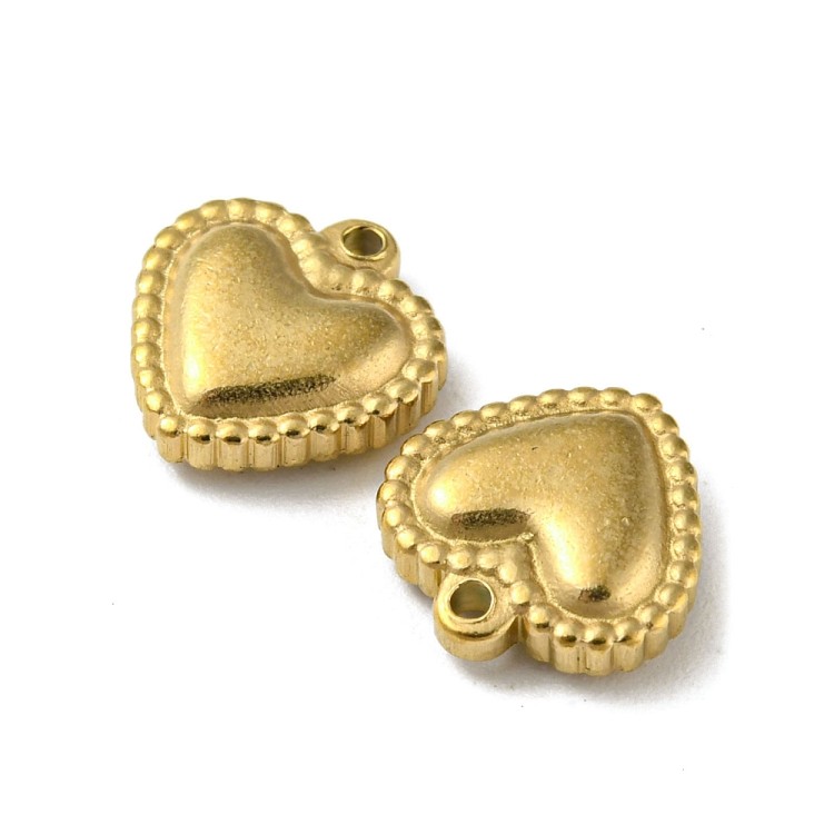 ZSS330 Zawieszka do biżuterii serce serduszko 10x10mm stal nierdzewna IP złote 18K