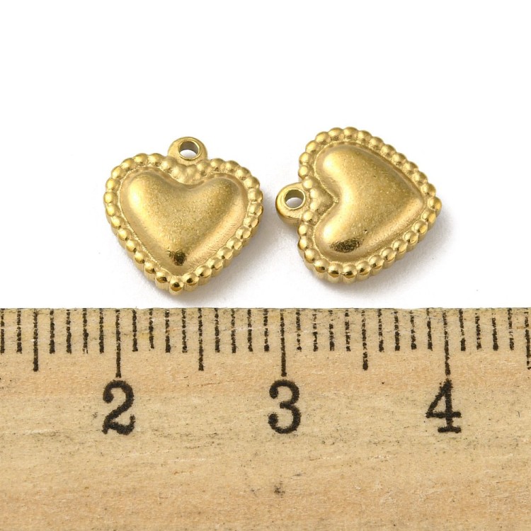 ZSS330 Zawieszka do biżuterii serce serduszko 10x10mm stal nierdzewna IP złote 18K