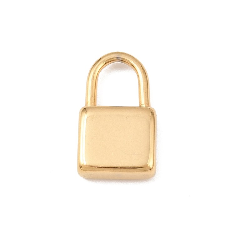 ZSS331 Zawieszka do biżuterii kłódka 10x17mm stal nierdzewna IP złote 18K