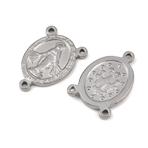 LAC399 Łącznik metalowy do różańca 14x20mm stal nierdzewna