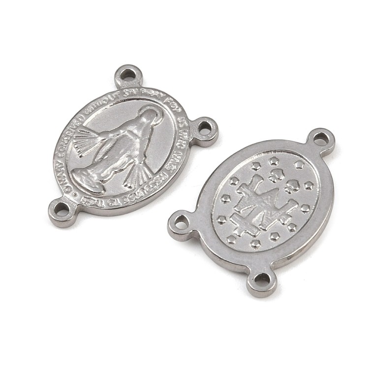 LAC399 Łącznik metalowy do różańca 14x20mm stal nierdzewna