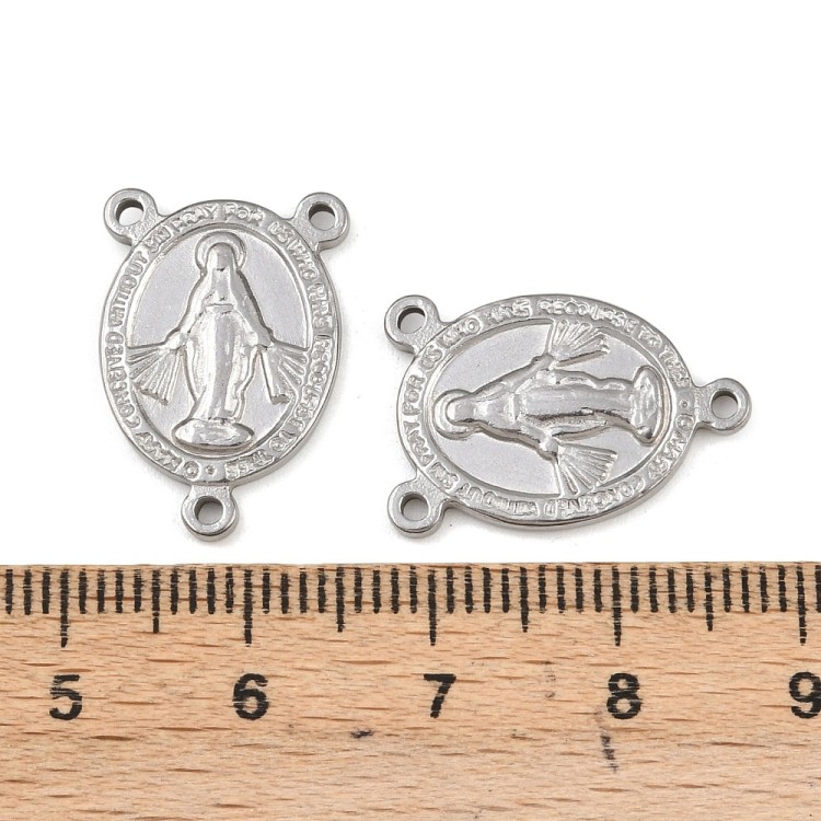 LAC399 Łącznik metalowy do różańca 14x20mm stal nierdzewna