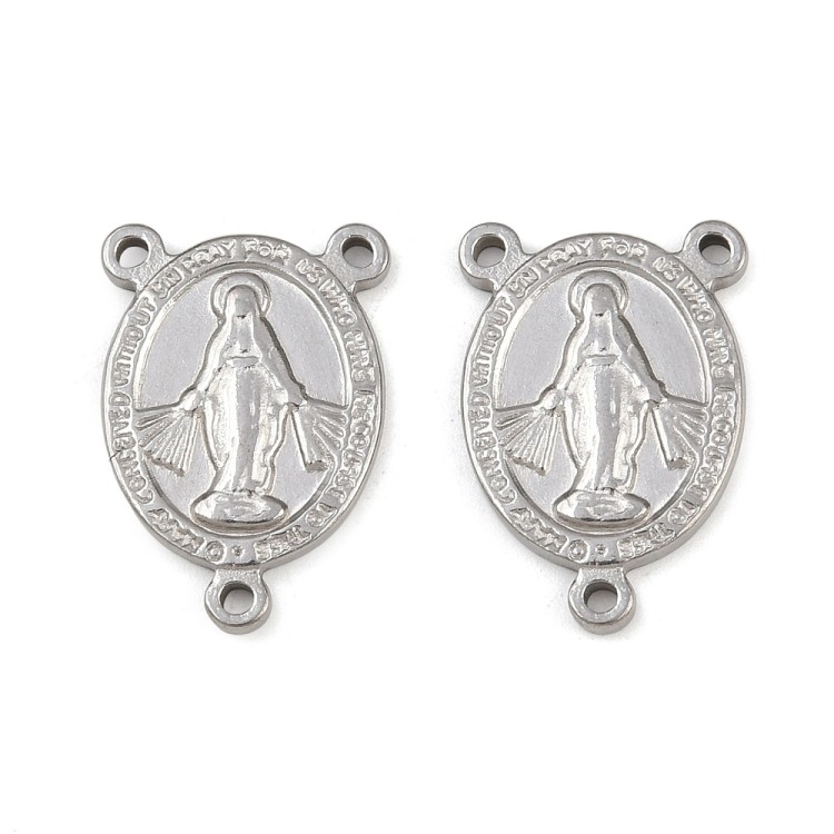 LAC399 Łącznik metalowy do różańca 14x20mm stal nierdzewna