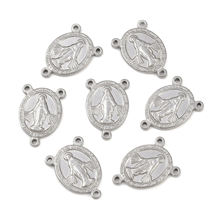 LAC399 Łącznik metalowy do różańca 14x20mm stal nierdzewna