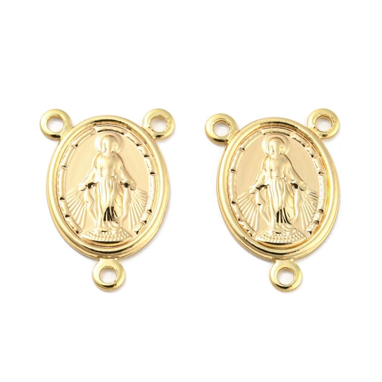 LAC401 Łącznik mosiężny do różańca 12x17mm złoty 18K