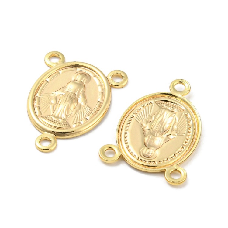 LAC401 Łącznik mosiężny do różańca 12x17mm złoty 18K