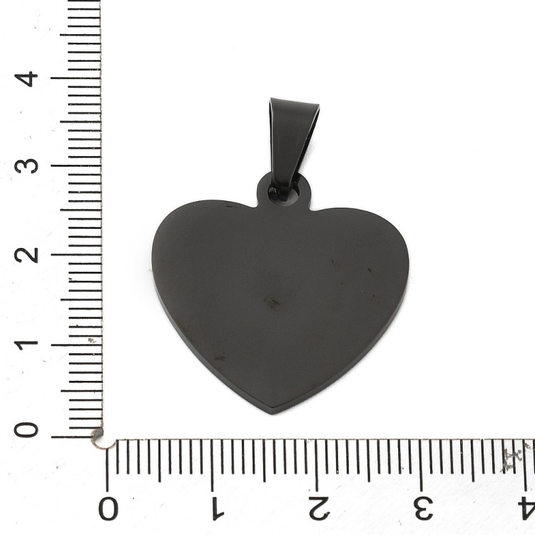 ZAW1117 Zawieszka blaszka serce 25x26mm do grawerowania stal nierdzewna IP czarna