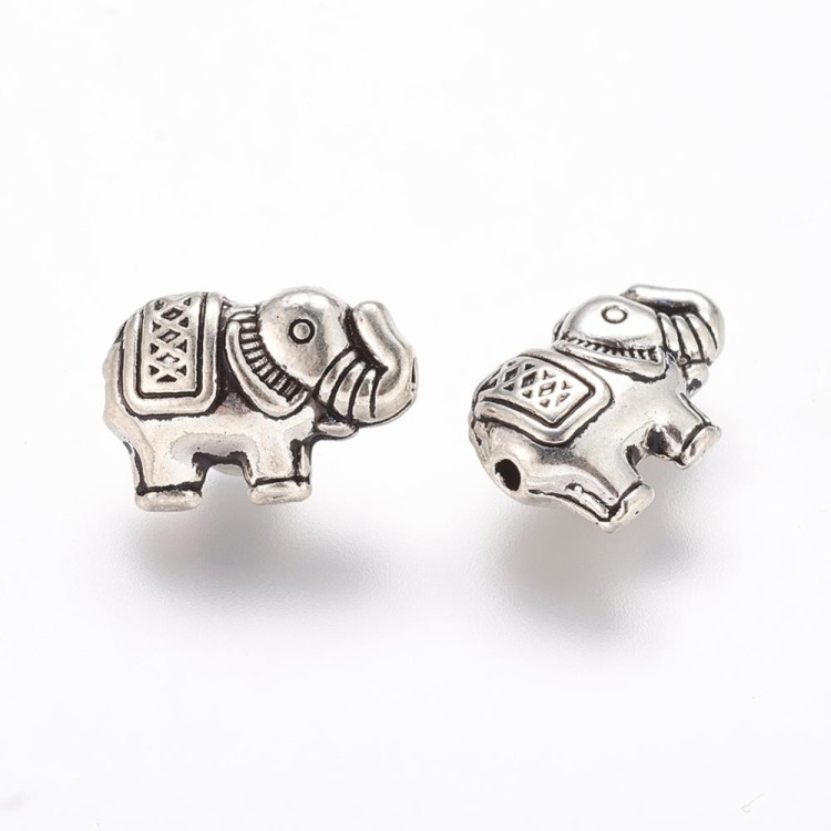 PRM654 Przekładka metalowa ozdobna słoń słonik 12x8mm 5szt stare srebro