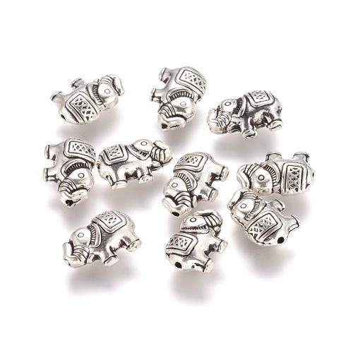 PRM654 Przekładka metalowa ozdobna słoń słonik 12x8mm 5szt stare srebro