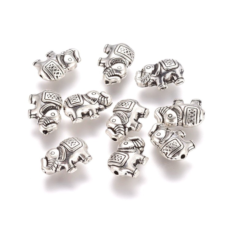 PRM654 Przekładka metalowa ozdobna słoń słonik 12x8mm 5szt stare srebro