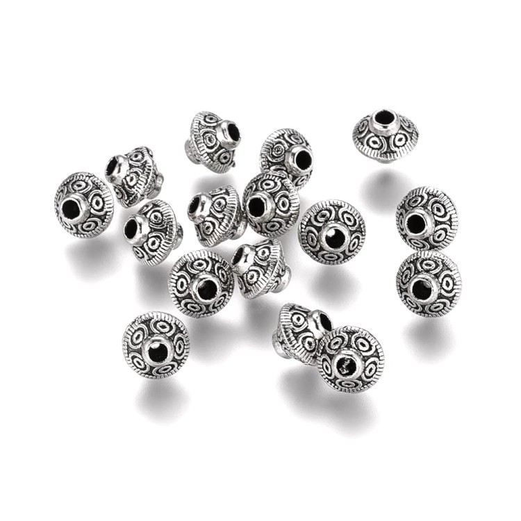 PRM657 Przekładka metalowa ozdobna 6,3x5,3mm 5szt stare srebro