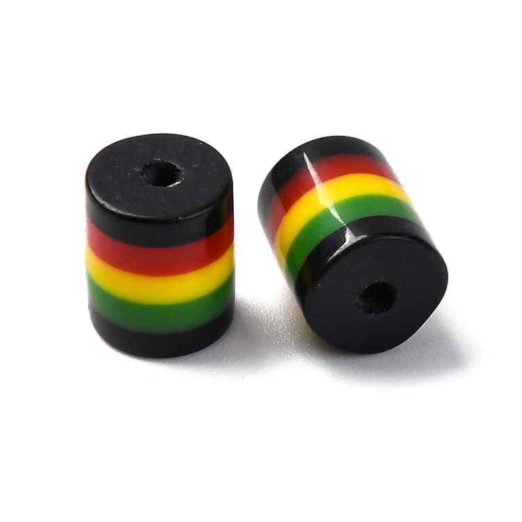 RES08 Koraliki z żywicy walec 9,5x8mm 10szt Jamaica Reggae