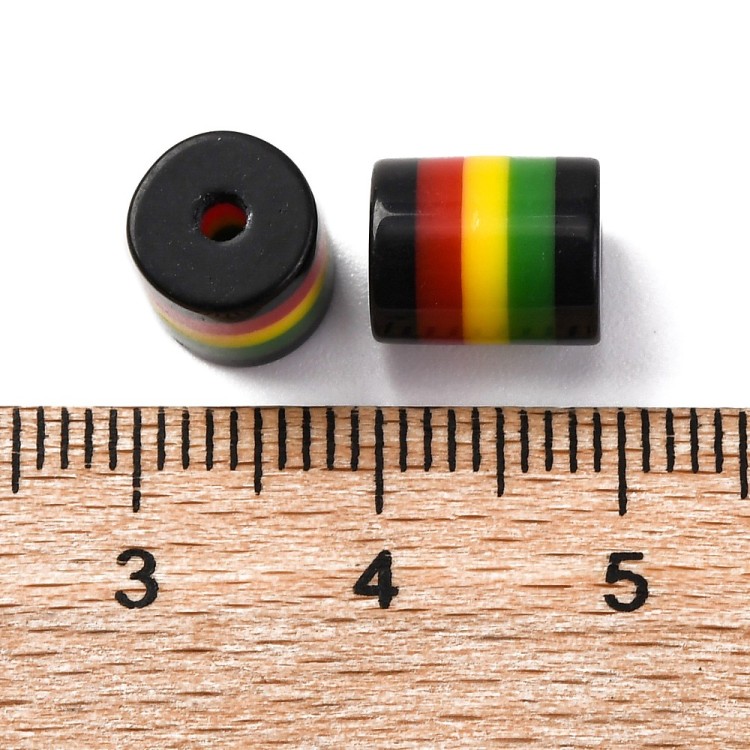 RES08 Koraliki z żywicy walec 9,5x8mm 10szt Jamaica Reggae