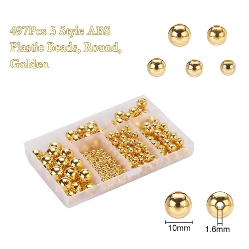 ZKOR53 Zestaw koraliki przekładki plastikowe powlekane CCB 497szt złote