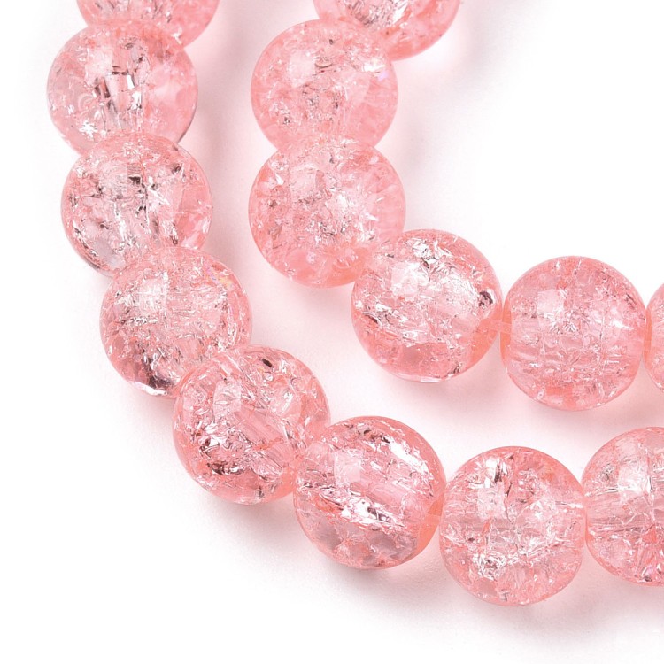 CRA163 Koraliki szklane crackle spękane 8mm sznur 100szt łososiowe