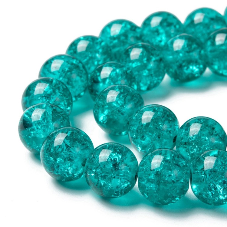 CRA165 Koraliki szklane crackle spękane 8mm sznur 100szt morskie