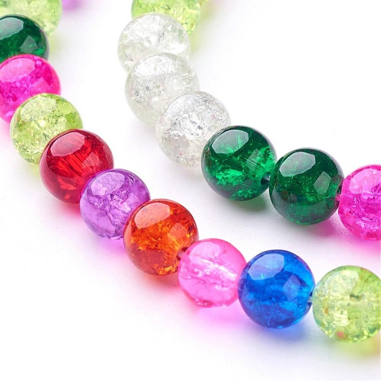 CRA167 Koraliki szklane crackle spękane 8mm sznur 48szt mix kolor