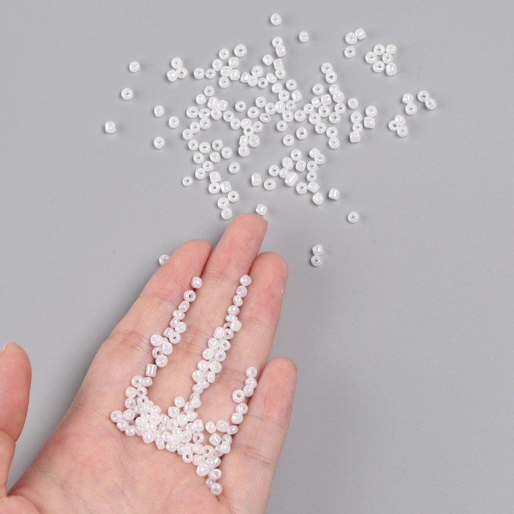 RA525 Koraliki szklane drobne seeds 8/0 okrągłe rokail 3mm 20g białe perłowe