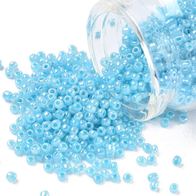 RA526 Koraliki szklane drobne seeds 8/0 okrągłe rokail 3mm 20g błękitne perłowe