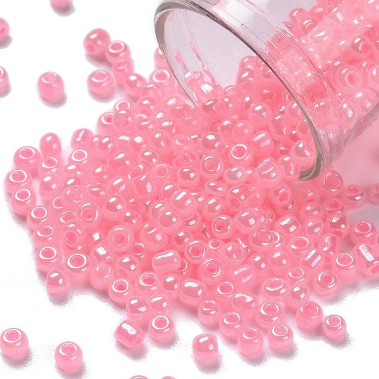 RA527 Koraliki szklane drobne seeds 8/0 okrągłe rokail 3mm 20g różowe perłowe